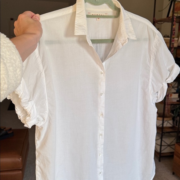 Xirena White Channing Button Down Short Sleeve Shirt XS Premium Designer - Picture 5 of 9
